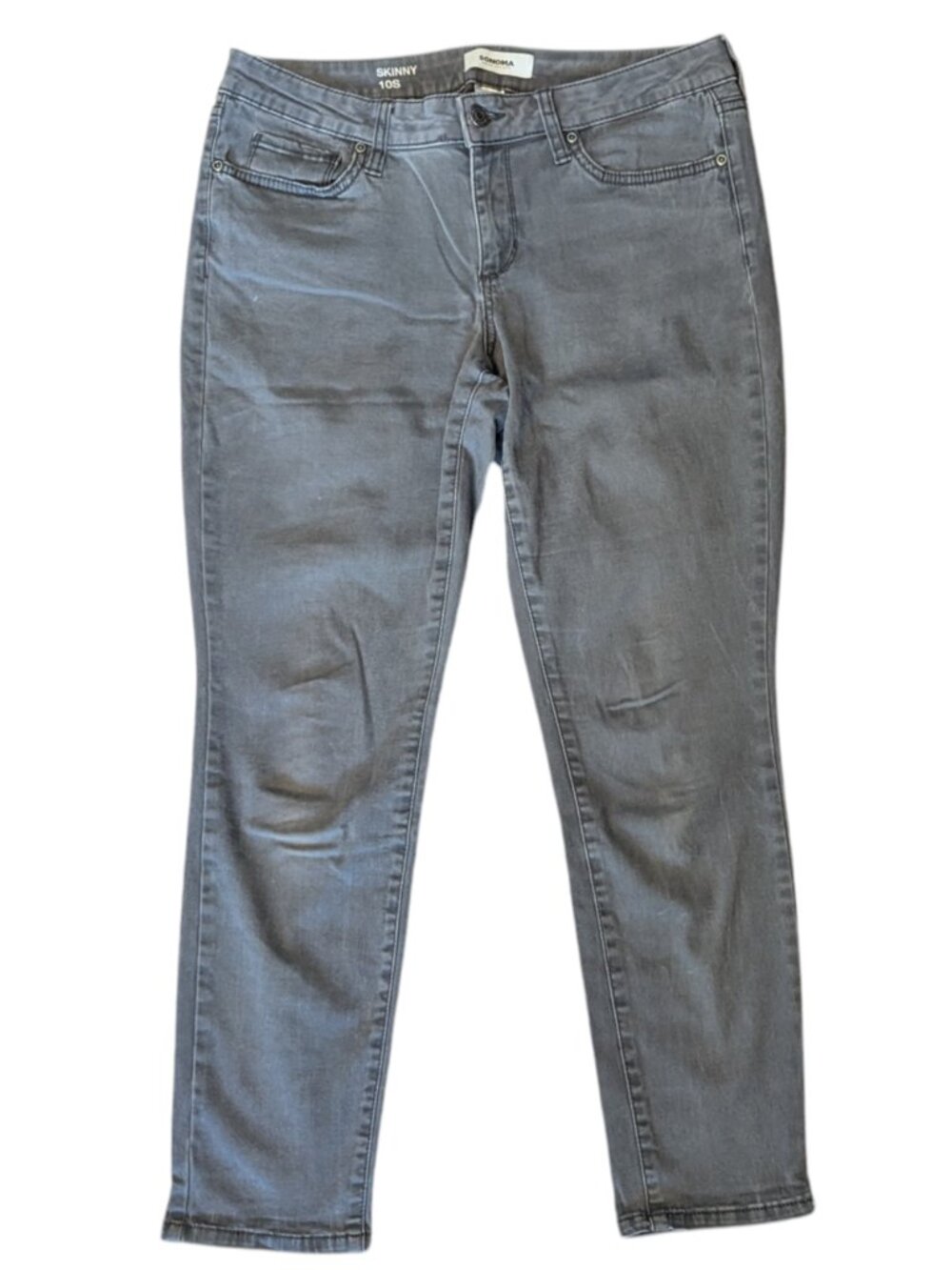 Sonoma Women's Skinny Jeans Size 10S Gray Stretch Denim Short 27 inch inseam